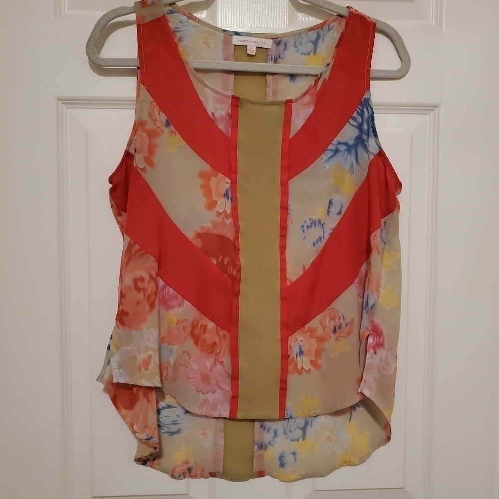 MARGO & SÉBASTIEN Red Mustard Sleeveless Top Sz L